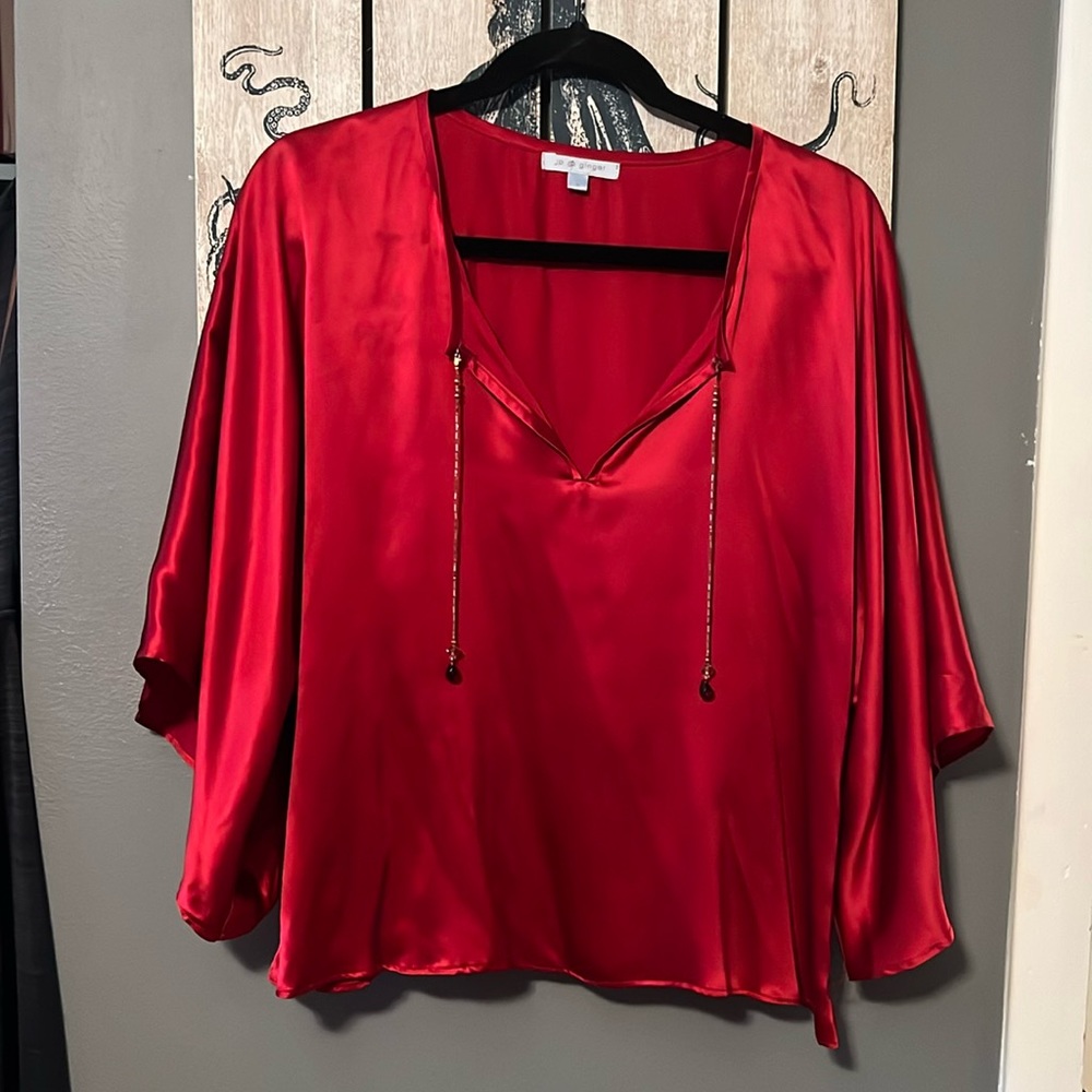 JP & Ginger 100% Silk 1/2 Bell Sleeve Blouse